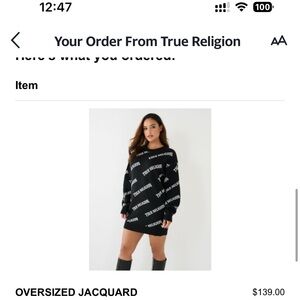 True Religion Black Sweater dress